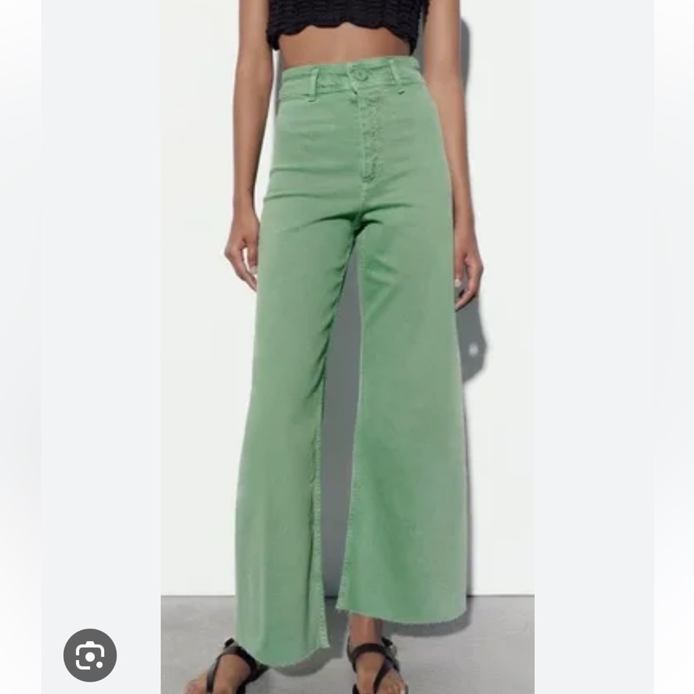 Zara Green Marine Straight Jeans